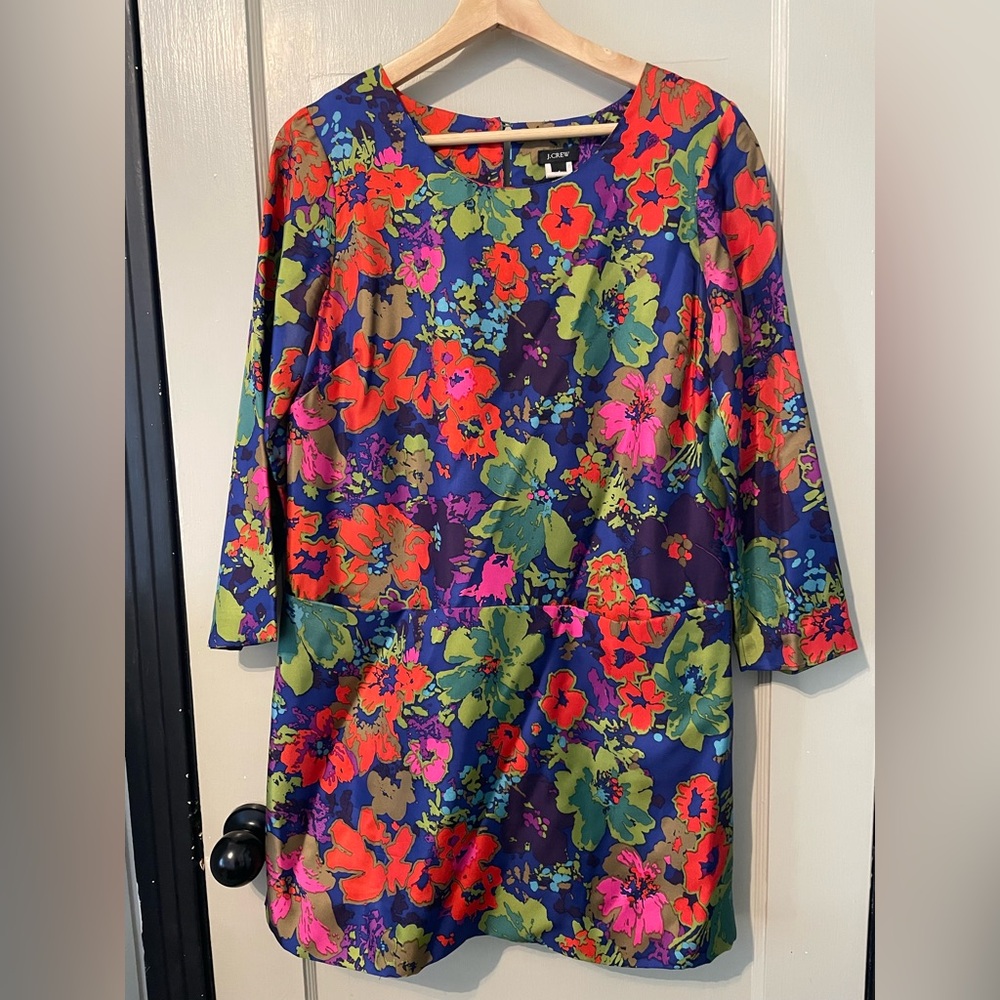 J. Crew Silk Floral Multicolor Sheath Dress, sz 4